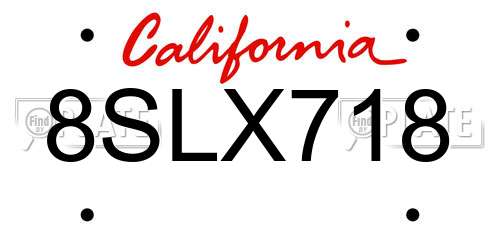 8SLX718 California License Plate