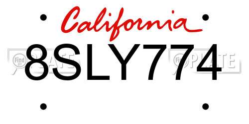 8SLY774 California License Plate