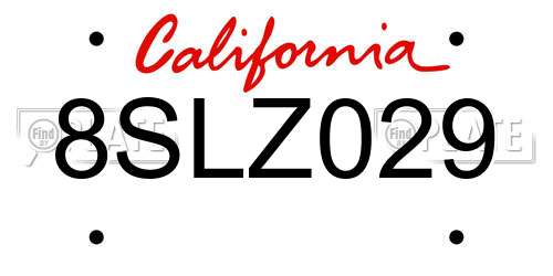 8SLZ029 California License Plate