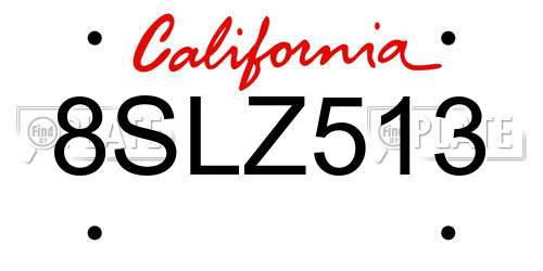 8SLZ513 California License Plate