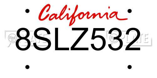 8SLZ532 California License Plate