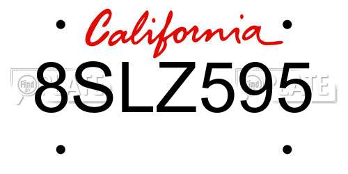 8SLZ595 California License Plate