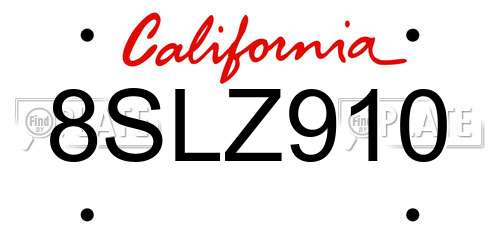 8SLZ910 California License Plate