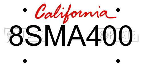 8SMA400 California License Plate