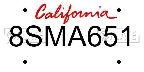 8SMA651 California License Plate