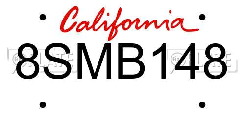 8SMB148 California License Plate
