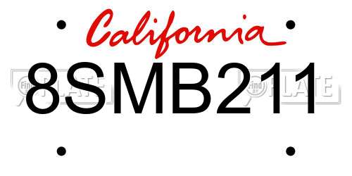 8SMB211 California License Plate