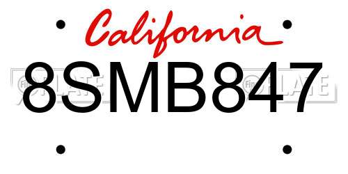 8SMB847 California License Plate