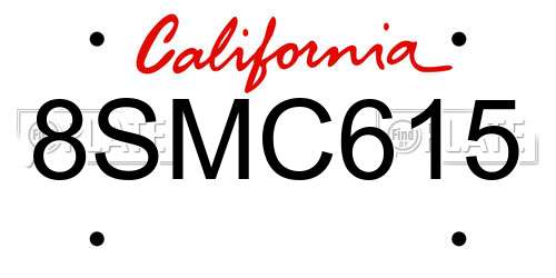 8SMC615 California License Plate