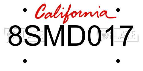 8SMD017 California License Plate
