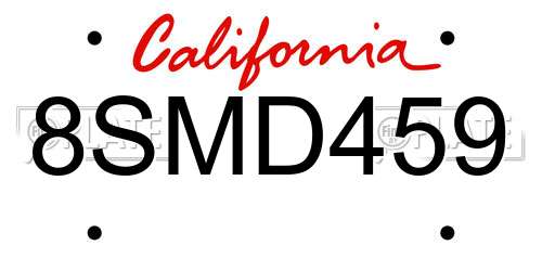 8SMD459 California License Plate