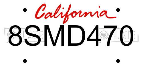 8SMD470 California License Plate