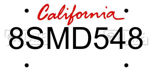 8SMD548 California License Plate