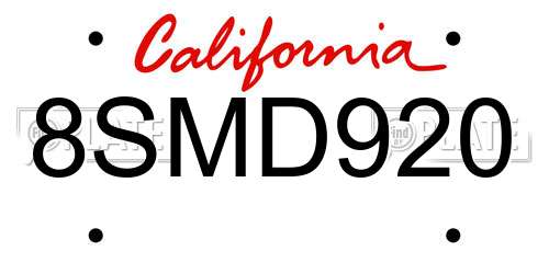 8SMD920 California License Plate