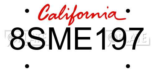 8SME197 California License Plate