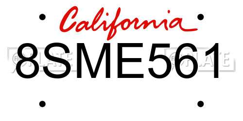 8SME561 California License Plate