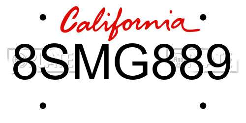 8SMG889 California License Plate