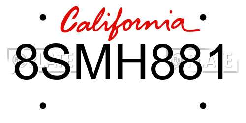 8SMH881 California License Plate