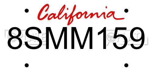 8SMM159 California License Plate