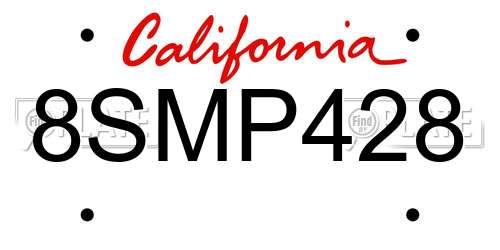 8SMP428 California License Plate