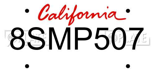 8SMP507 California License Plate