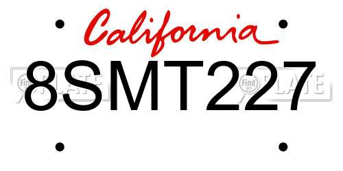 8SMT227 California License Plate