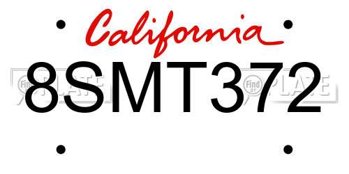 8SMT372 California License Plate