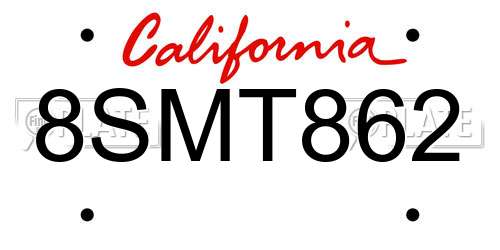 8SMT862 California License Plate