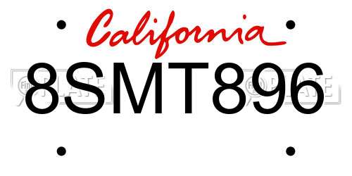 8SMT896 California License Plate