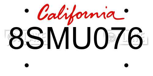 8SMU076 California License Plate