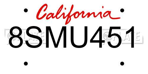 8SMU451 California License Plate