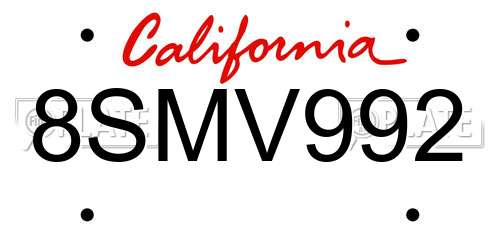 8SMV992 California License Plate