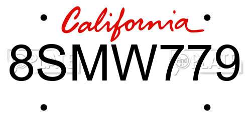8SMW779 California License Plate