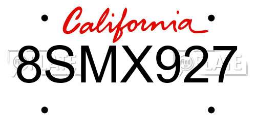 8SMX927 California License Plate