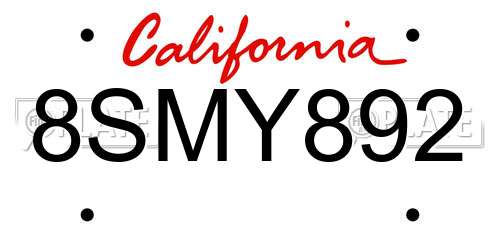 8SMY892 California License Plate