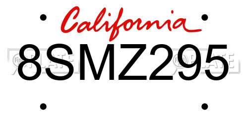 8SMZ295 California License Plate