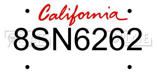 8SN6262 California License Plate