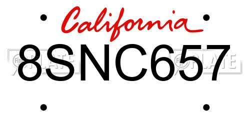 8SNC657 California License Plate