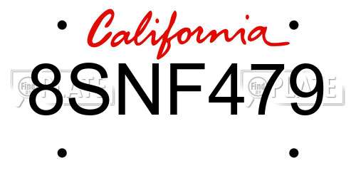 8SNF479 California License Plate