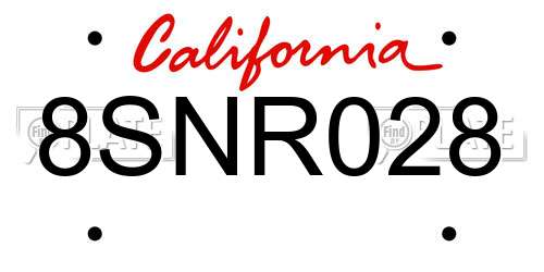 8SNR028 California License Plate
