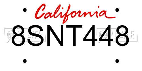 8SNT448 California License Plate