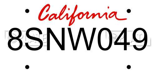 8SNW049 California License Plate