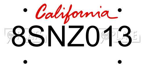 8SNZ013 California License Plate
