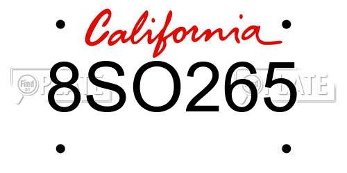 8SO265 California License Plate