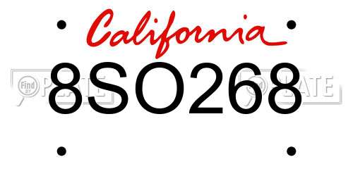 8SO268 California License Plate