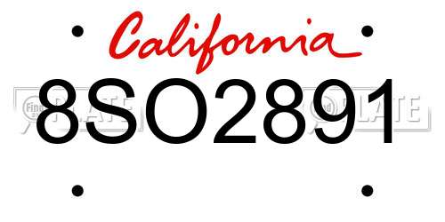 8SO2891 California License Plate