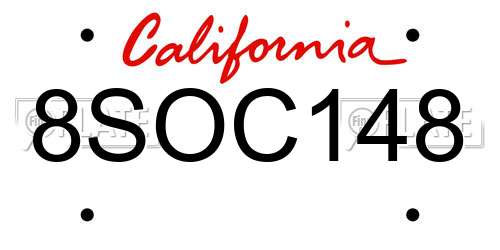 8SOC148 California License Plate