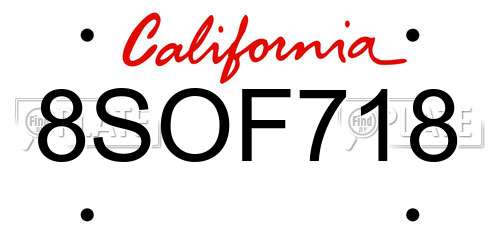8SOF718 California License Plate