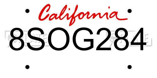 8SOG284 California License Plate