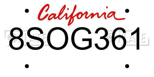 8SOG361 California License Plate